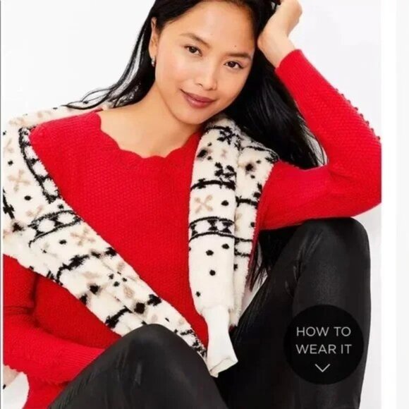 Ann Taylor LOFT Scalloped Bobble Sleeve Sweater XXS - Picture 3 of 3